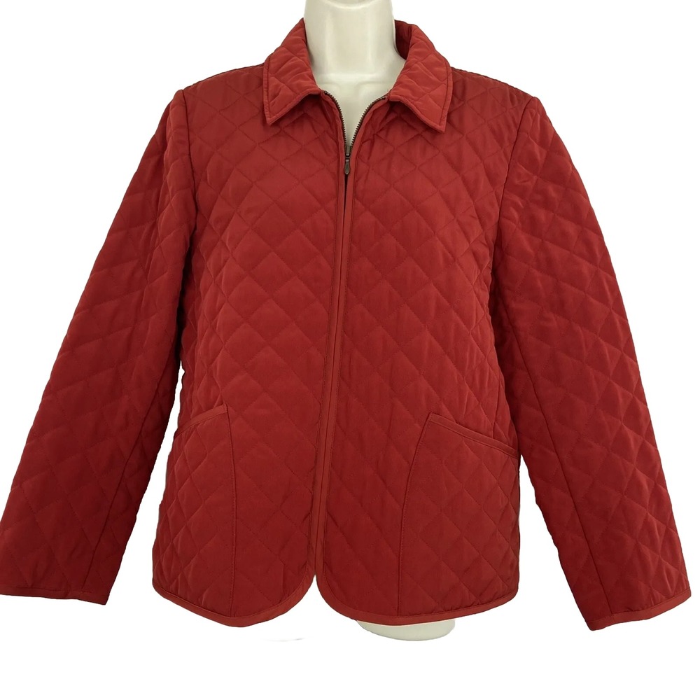 Pendleton Women's Lightweight Rust Orange Jacket Size Med Quilted Coat Pockets